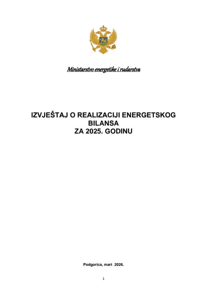 Izvještaj o realizaciji energetskog bilansa za 2025. godinu