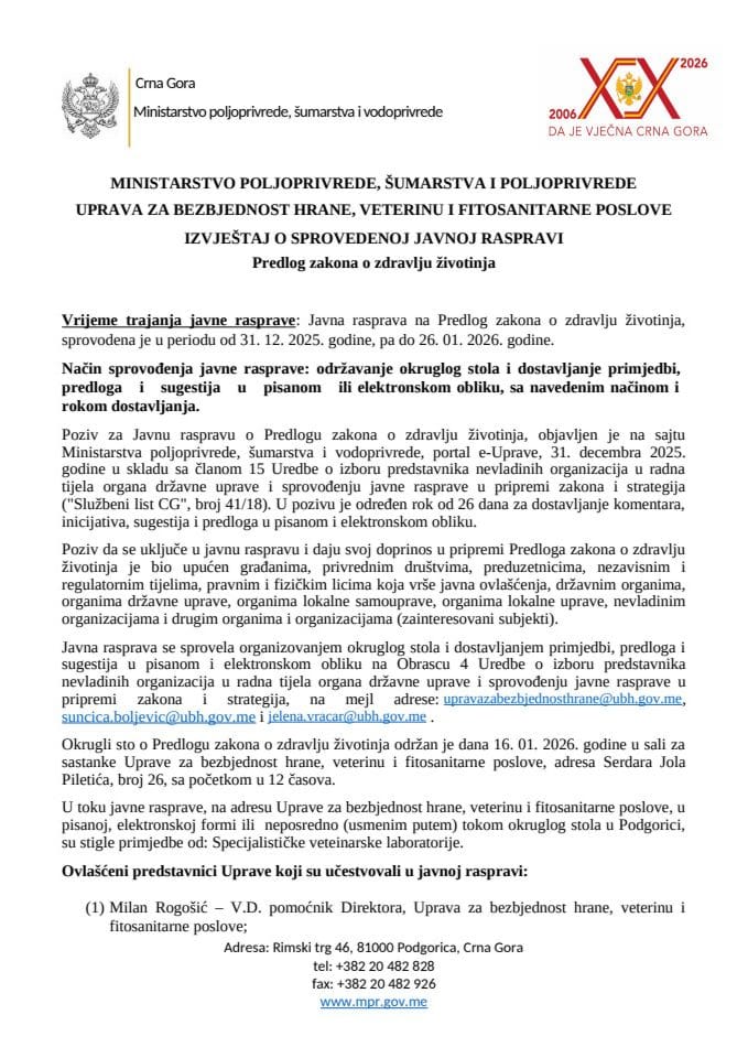 Izvještaj sa javne rasprave