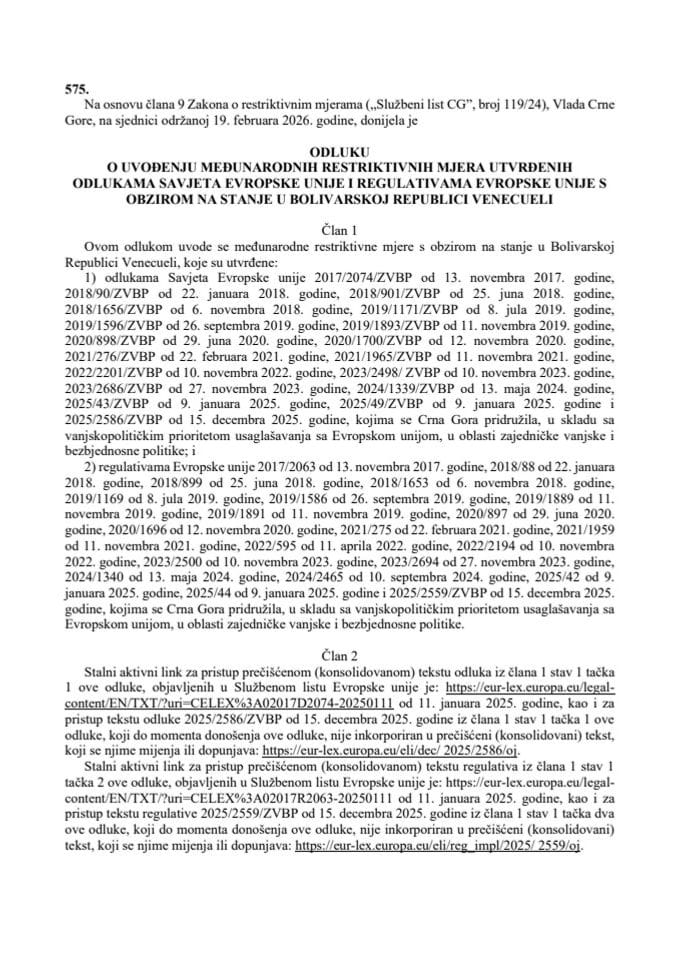 Odluka o uvođenju restriktivnih mjera EU - Venecuela - prevod odluke i regulative