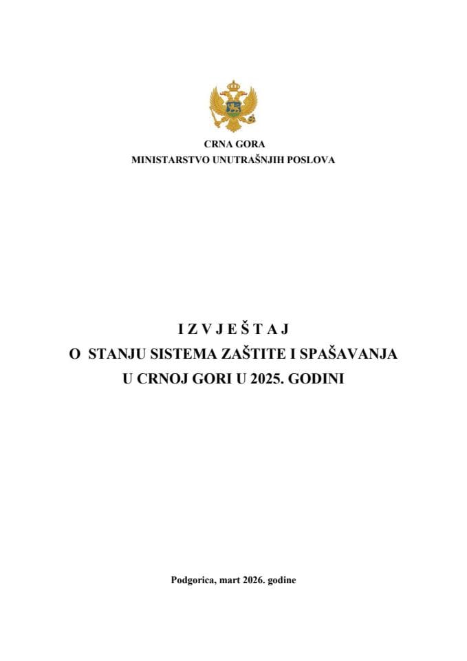 Izvještaj o stanju sistema zaštite i spašavanja u Crnoj Gori u 2025. godini