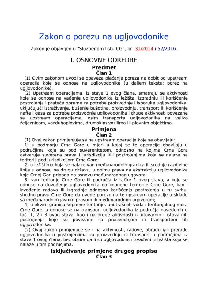 Zakon o porezu na ugljovodonike