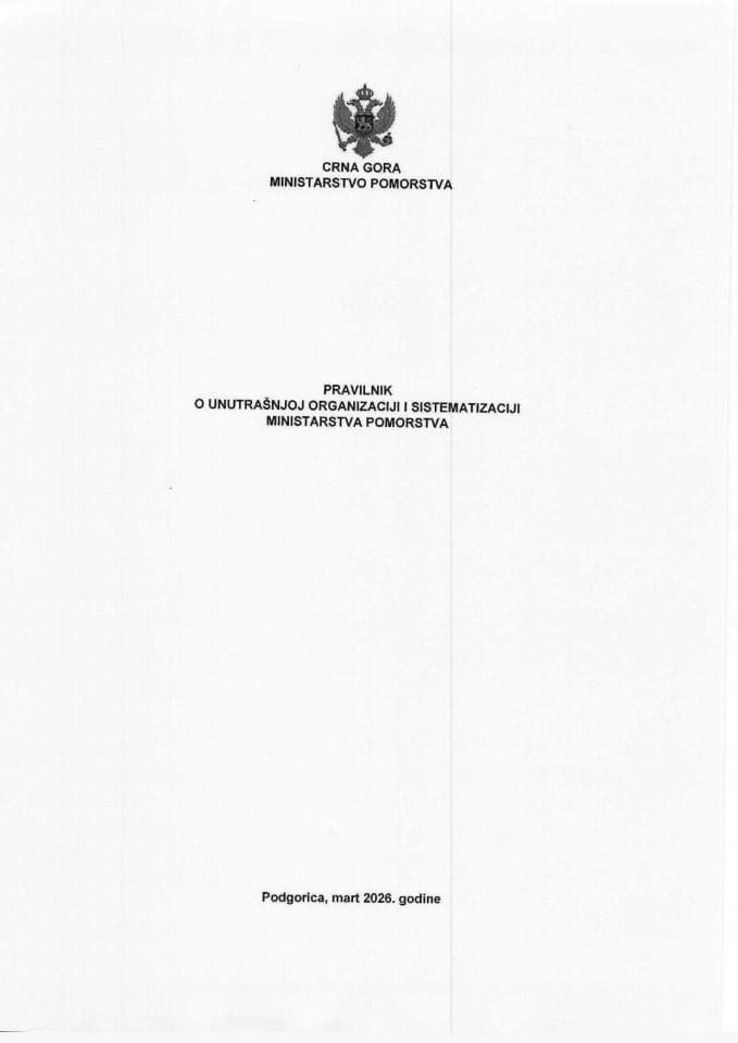 Pravilnik o organizaciji i sistematizaciji Ministarstva pomorstva