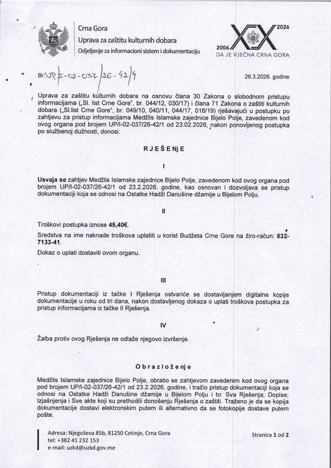 SPI Rješenje UP-I-02-037-26-42-4 od 26.03.2026.