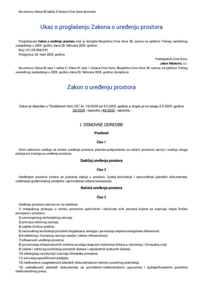 Zakon o uredjenju prostora