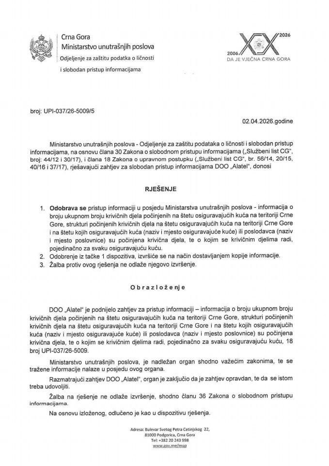 rješenje UPI-037/26-5009/5