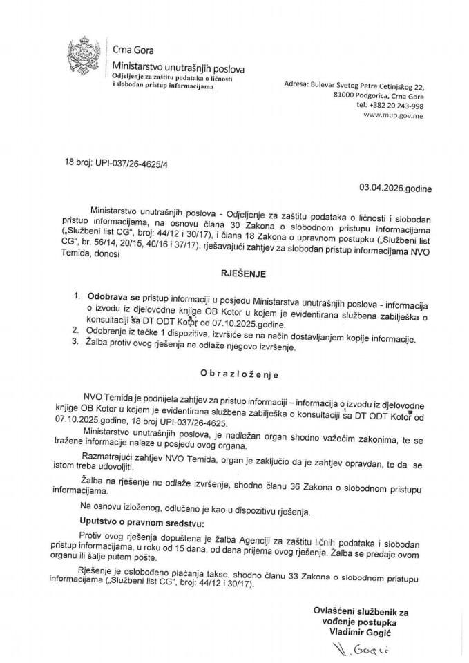 rješenje br. 18-UPI-037/26-4625/4