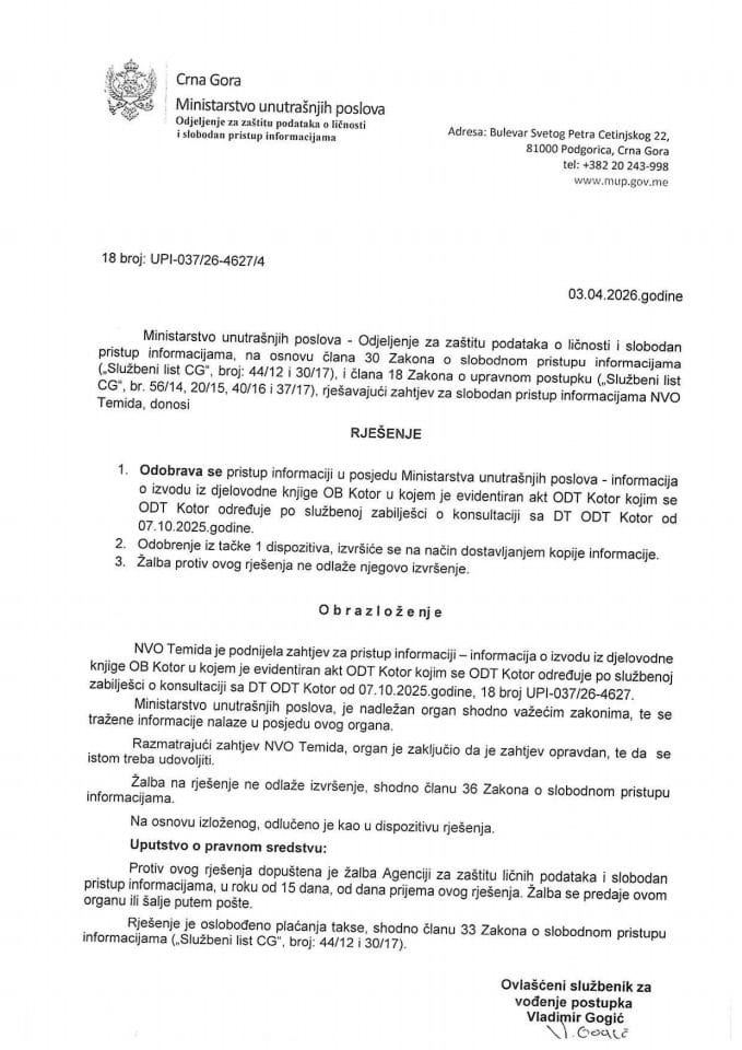 rješenje br. 18-UPI-037/26-4627/4