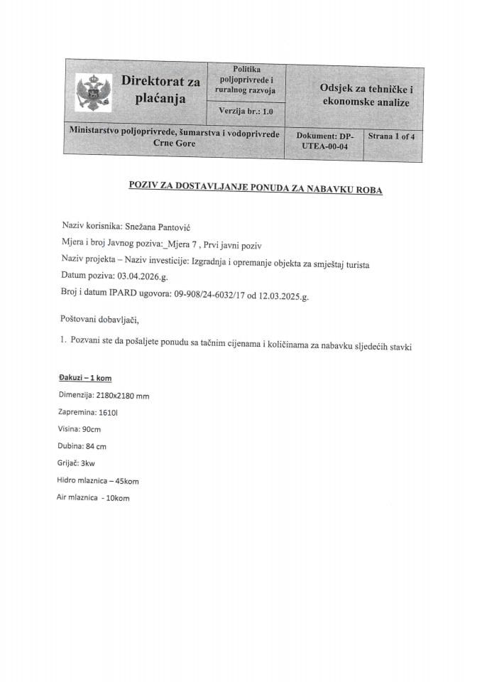 Poziv za ponude djakuzi