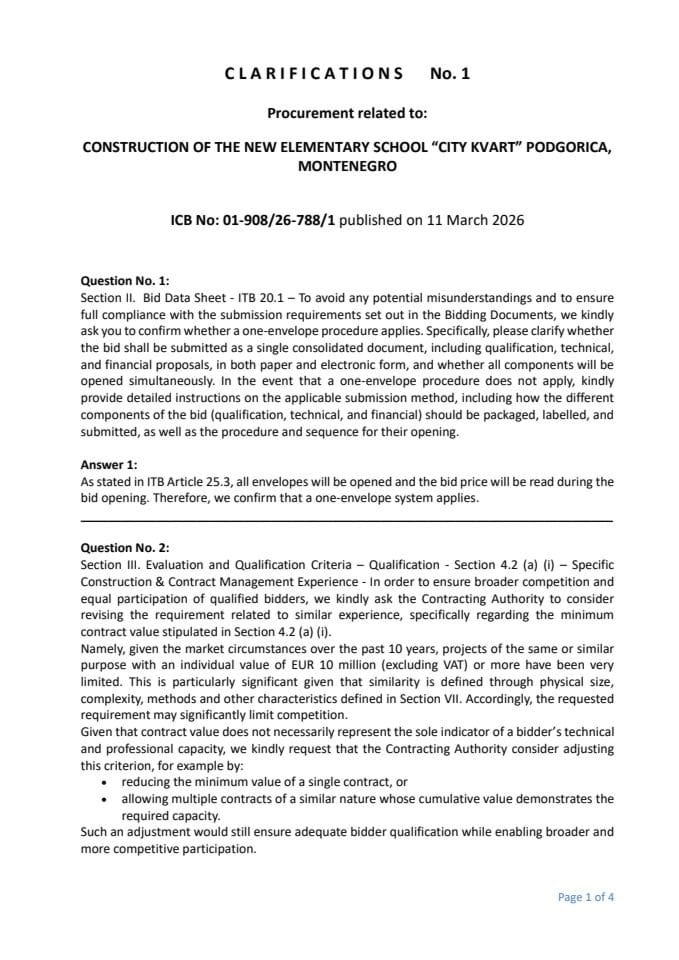 Цларифицатионс Но. 1