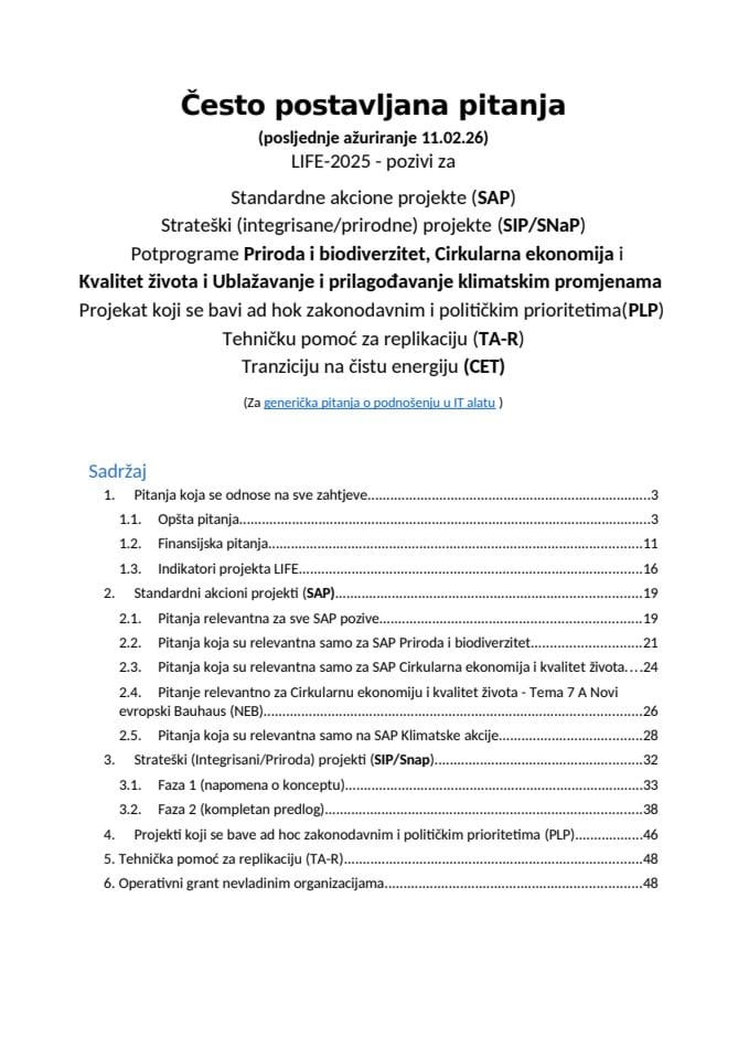 LIFE Program - FAQ - CG