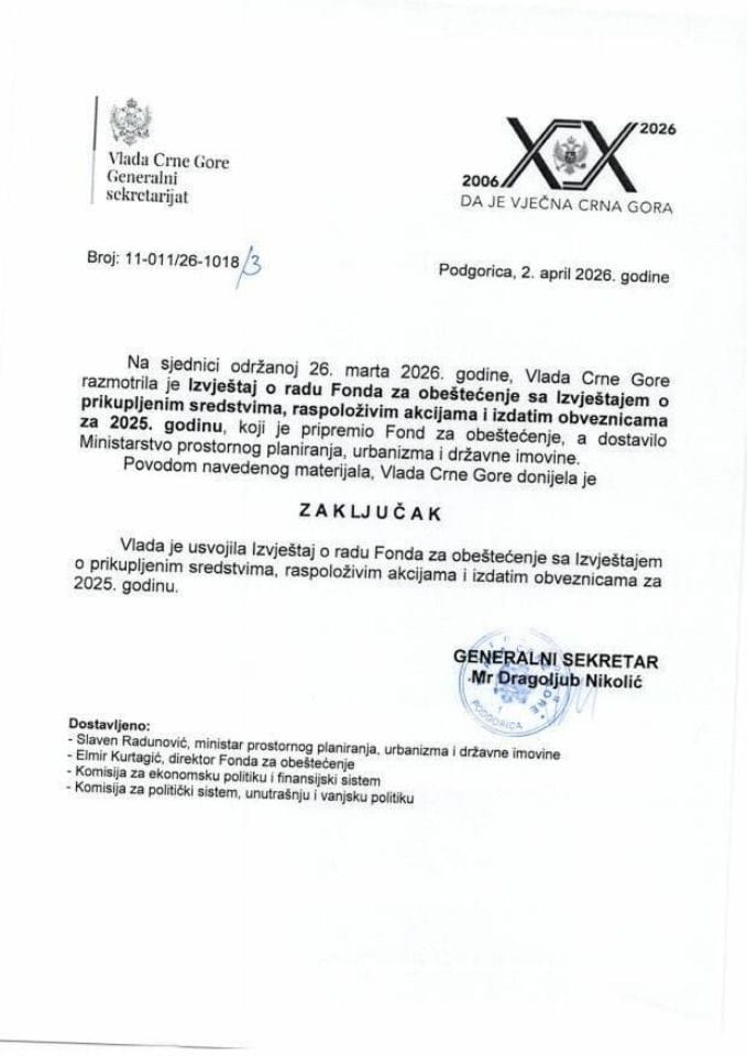 Извјештај о раду Фонда за обештећење са Извјештајем о прикупљеним средствима, расположивим акцијама и издатим обвезницама за 2025. годину - Закључци