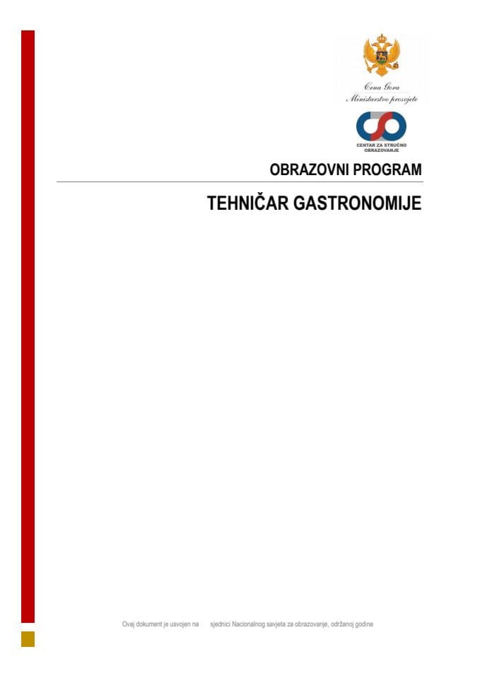 OP 100141 TEHNIČAR GASTRONOMIJE - nacrt