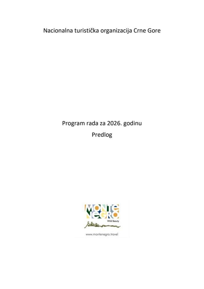 Predlog programa rada Nacionalne turističke organizacije Crne Gore za 2026. godinu
