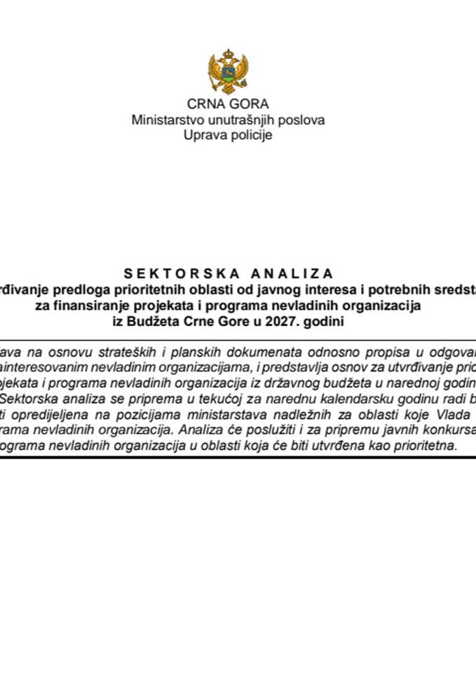 Sektorska analiza - Zaštita od nasilja u porodici, 2027.