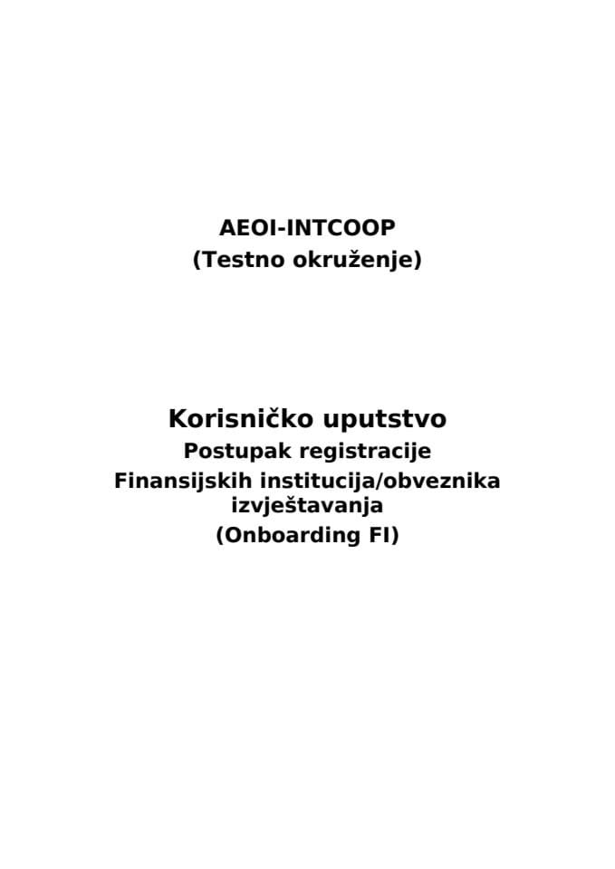 Korisničko uputstvo AEOI - Onboarding FI