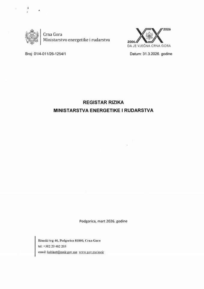 Registar rizika Ministarstva energetike i rudarstva