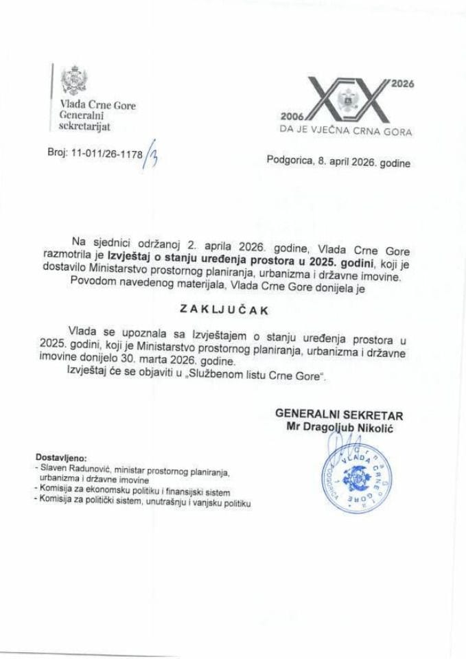 Извјештај о стању уређења простора у 2025. години - Закључци