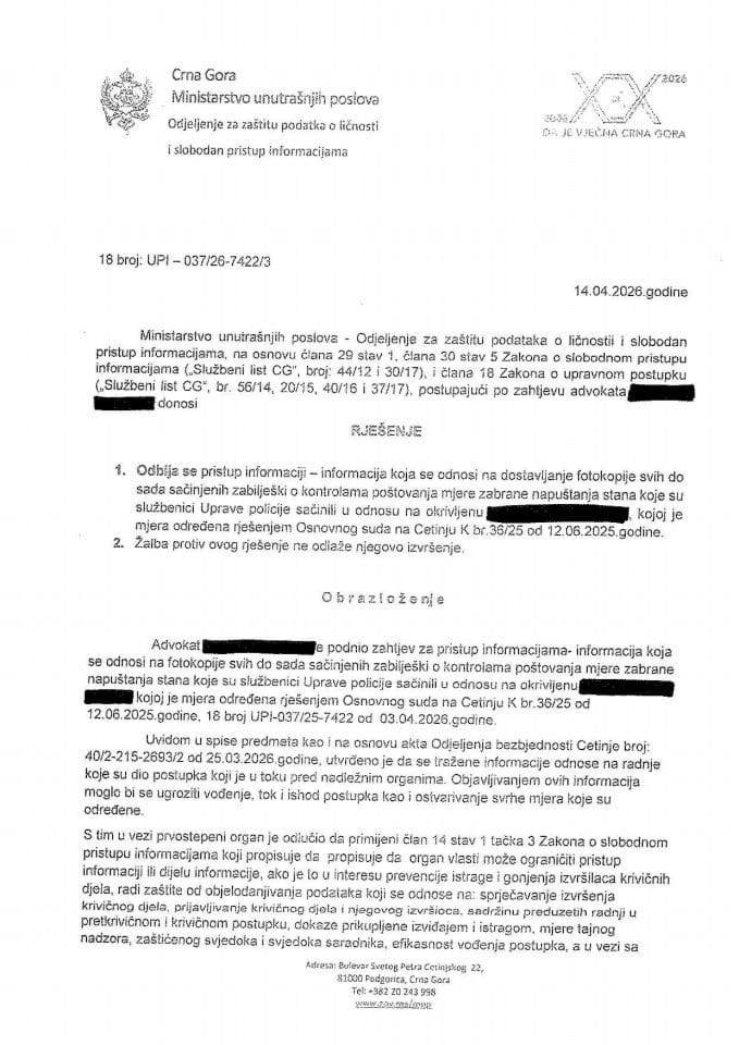 рјешење бр. 18-УПИ-037/26-7422/3