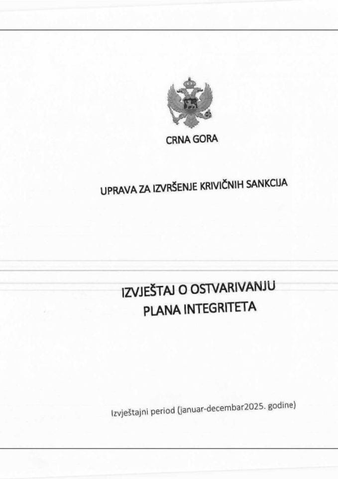 Izvještaj o ostvarivanju plana integriteta