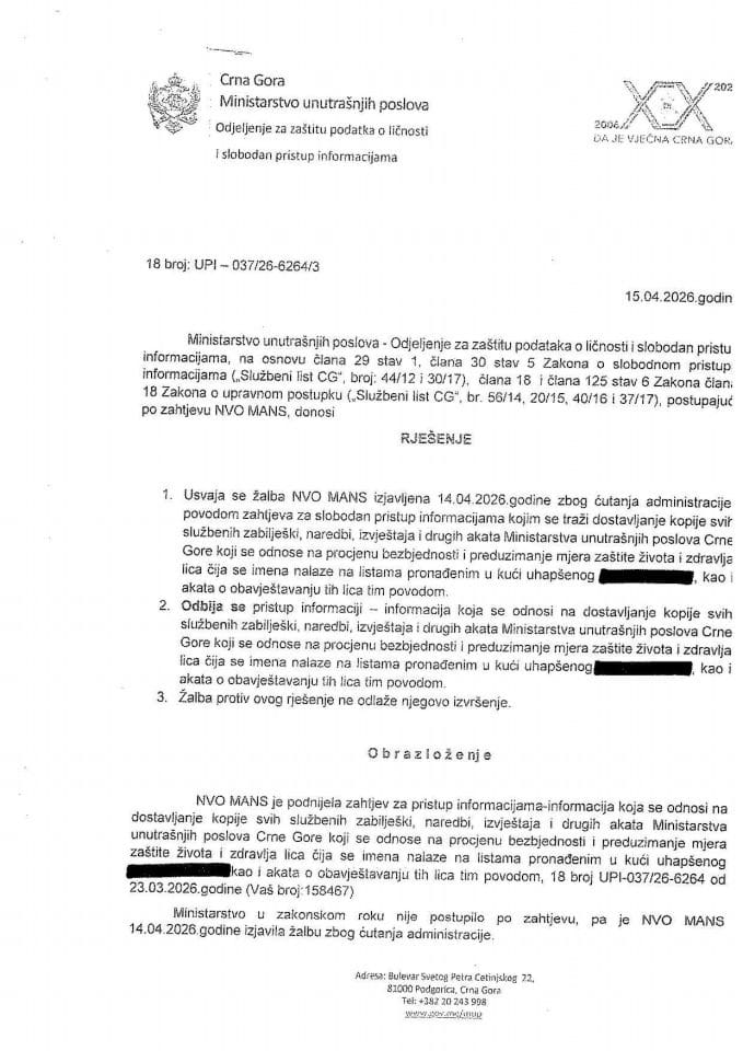 rješenje br. 18-UPI-037/26-6264/3