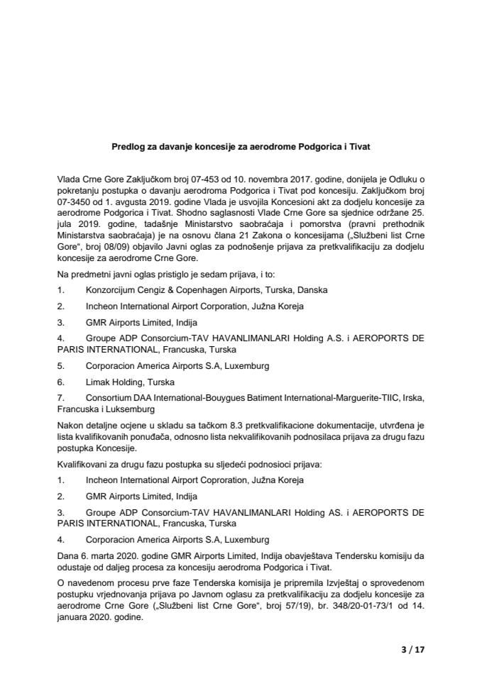 Предлог за давање концесије за аеродроме