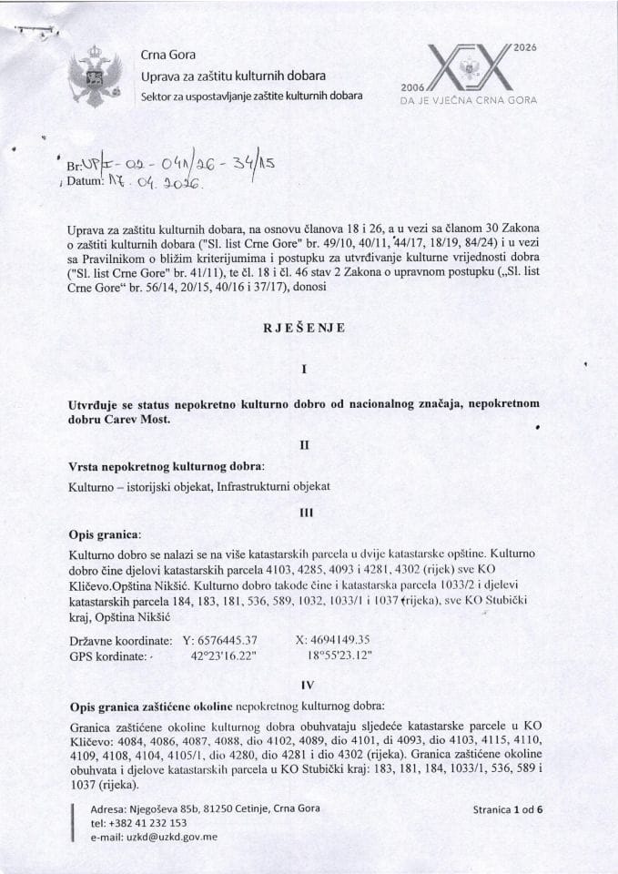Rješenje o utvrđivanju statusa UP-I-02-041-26-34-15 od 17.04.2026.