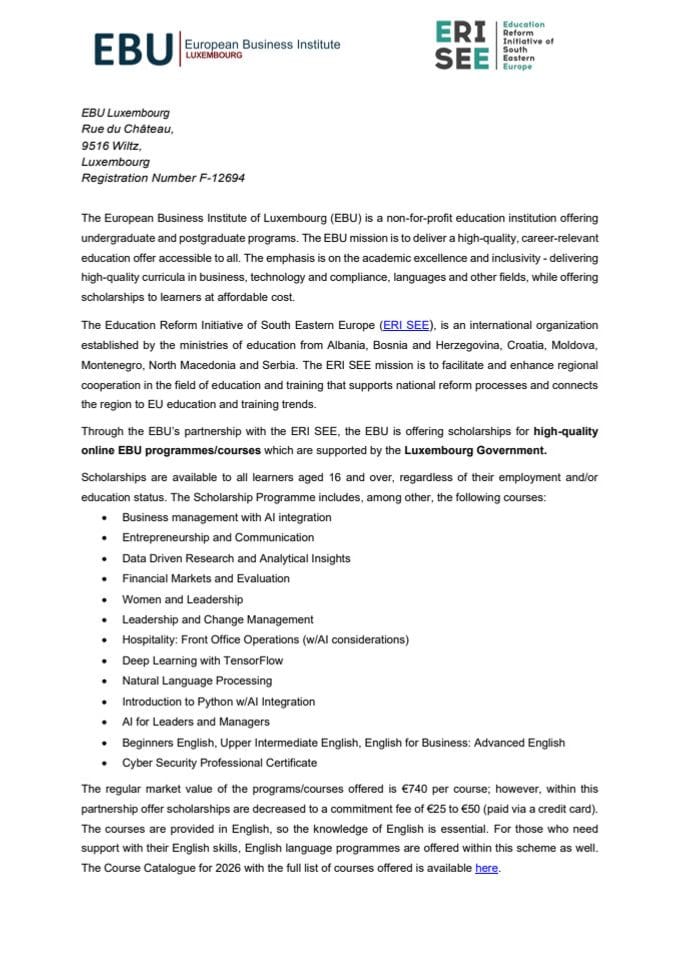 EBU Application letter