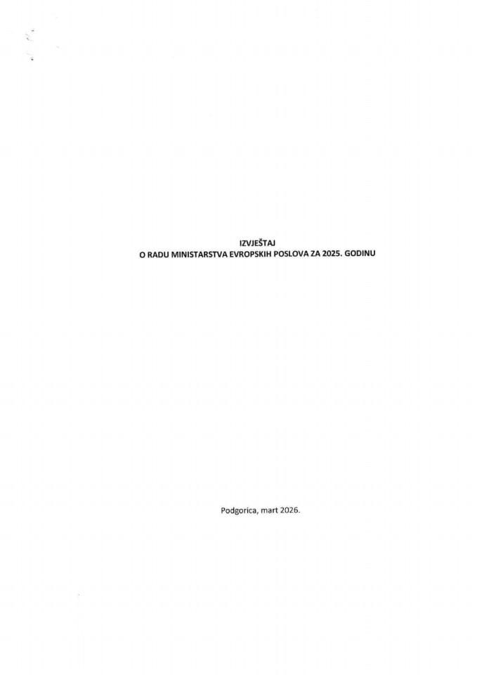 Izvještaj o radu Ministarstva evropskih poslova za 2025.godinu