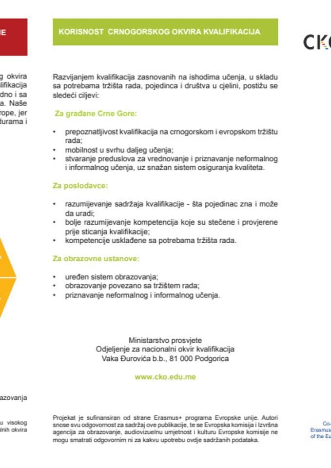 Crnogorski kvalifikacioni okvir - flajer 1