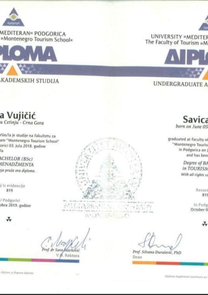 Mr Savica Vujičić, VD generalne direktorice Direktorata za inovacije i pametnu specijalizaciju - obrazovna isprava