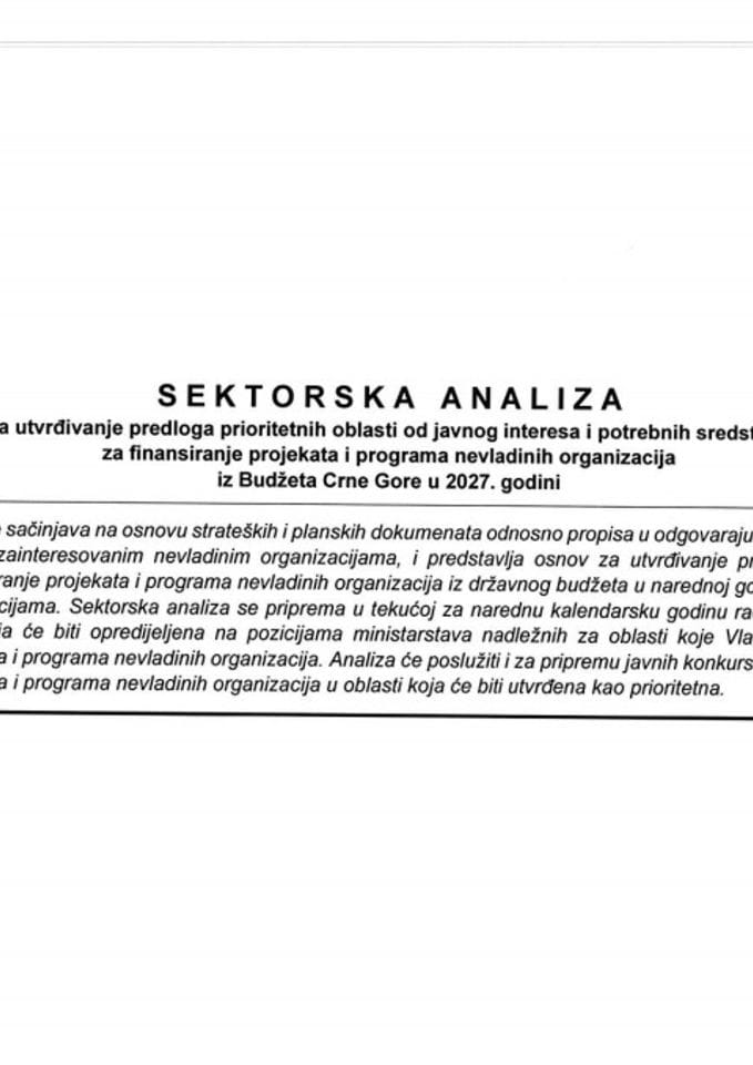 Nacrt sektorske analize - zaštita potrošača