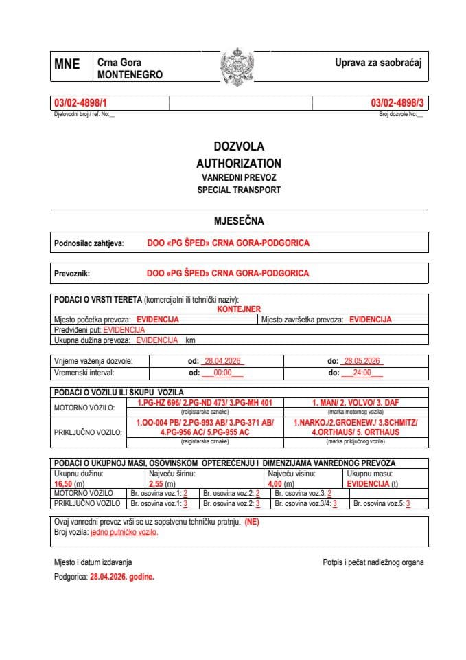 PG ŠPED 03-02-4898-maj-mjesečna