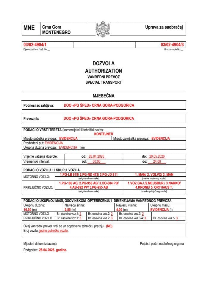 PG ŠPED 03-02-4904-maj-mjesečna