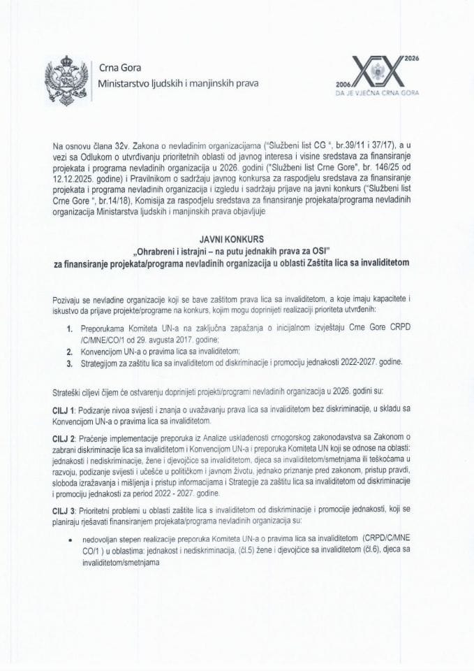 Javni konkurs OSI 2026