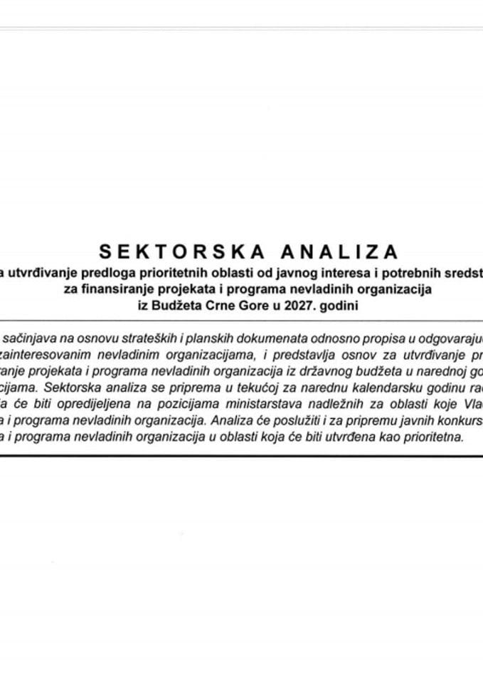 Nacrt sektorske analize  u oblasti razvoja zaštite prava potrošača