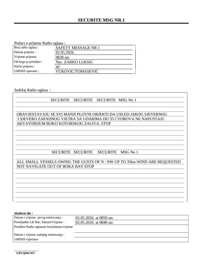 securite msg  No 1  2.5.2026