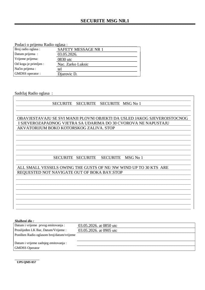 securite msg  No 1  03.05.2026