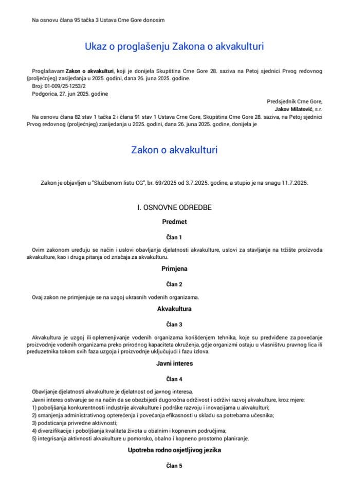 Zakon o akvakulturi