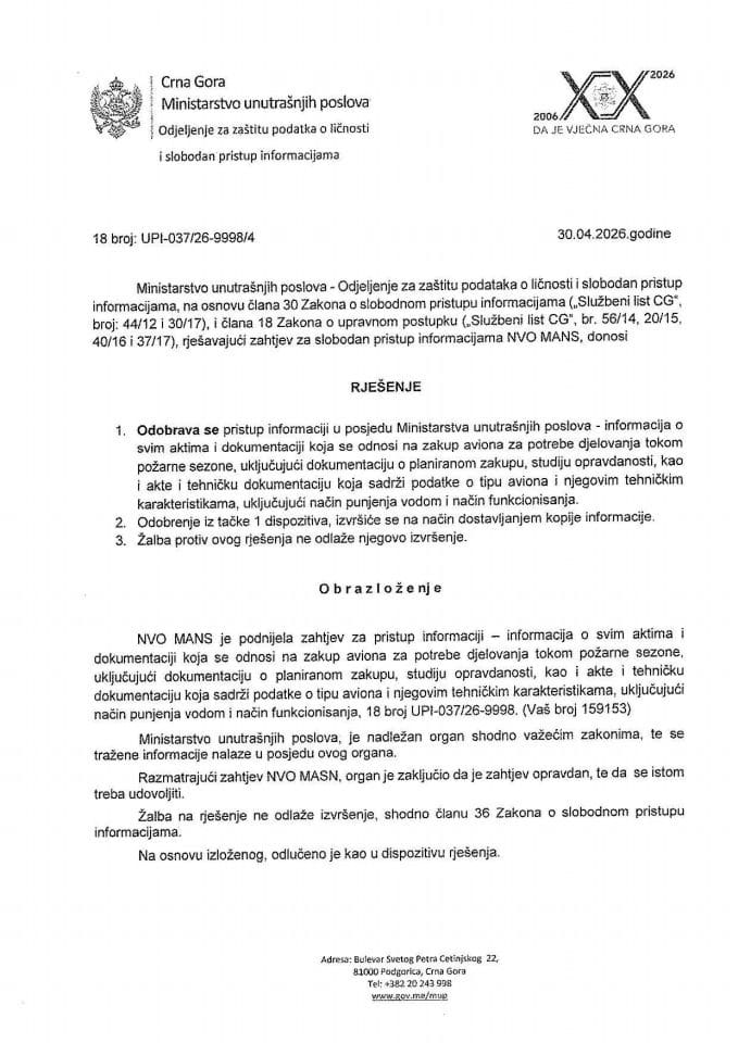 rješenje br. 18-UPI-037/26-9998/4