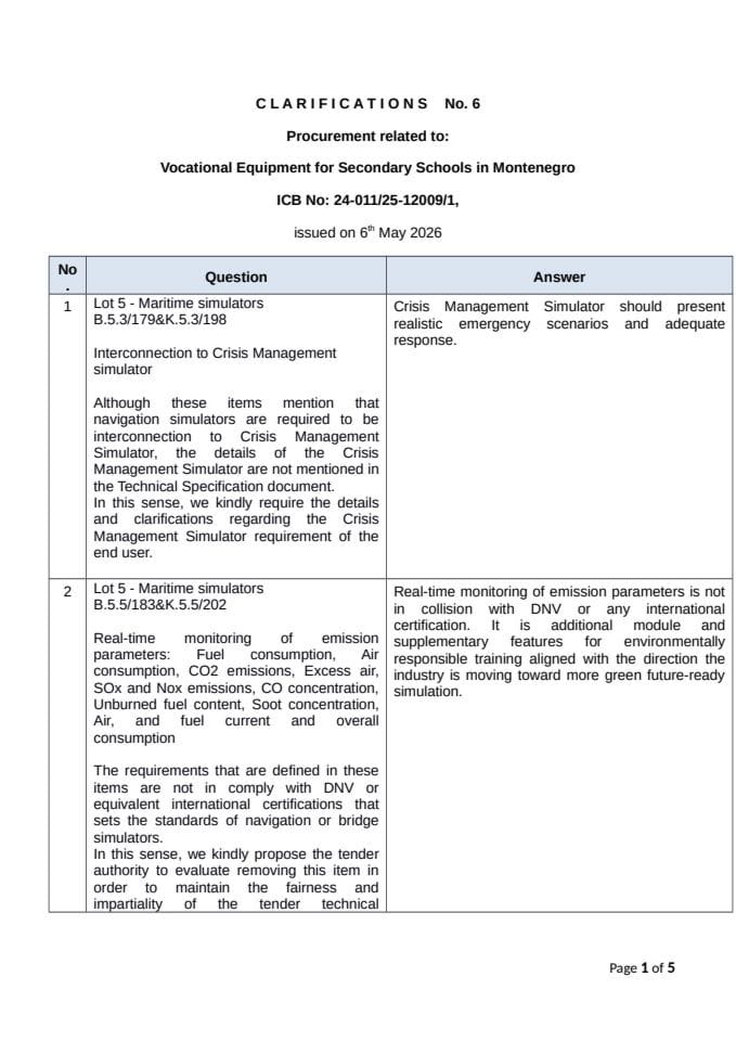 Clarification No 6 06 05 2026