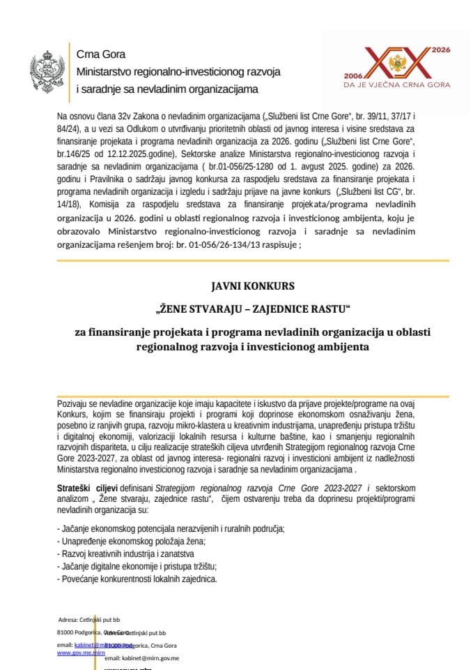 Javni konkurs Zene stvaraju-zajednice rastu WORD