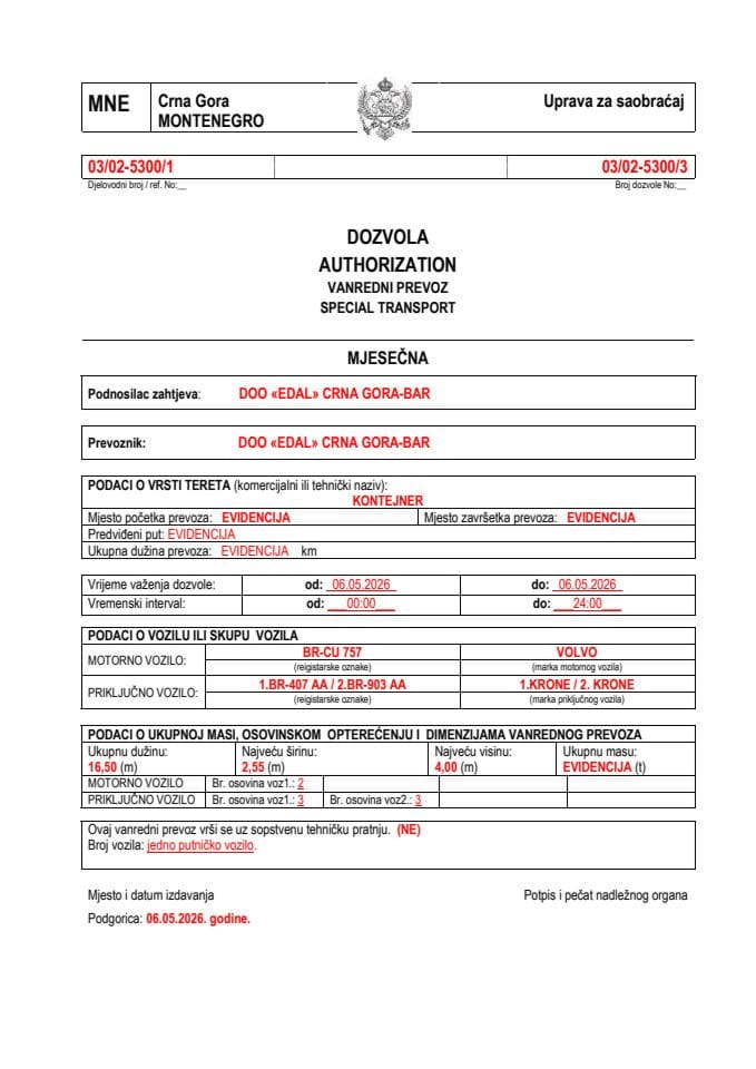 EDAL 03-02-5300-maj-mjesečna
