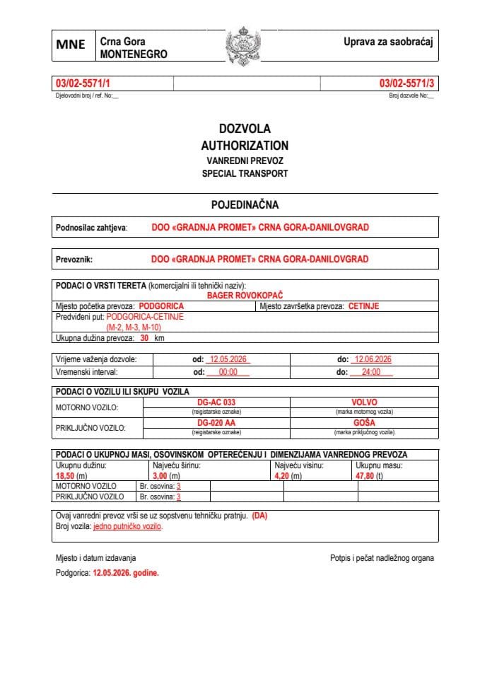 GRADNJA PROMET 04-5571