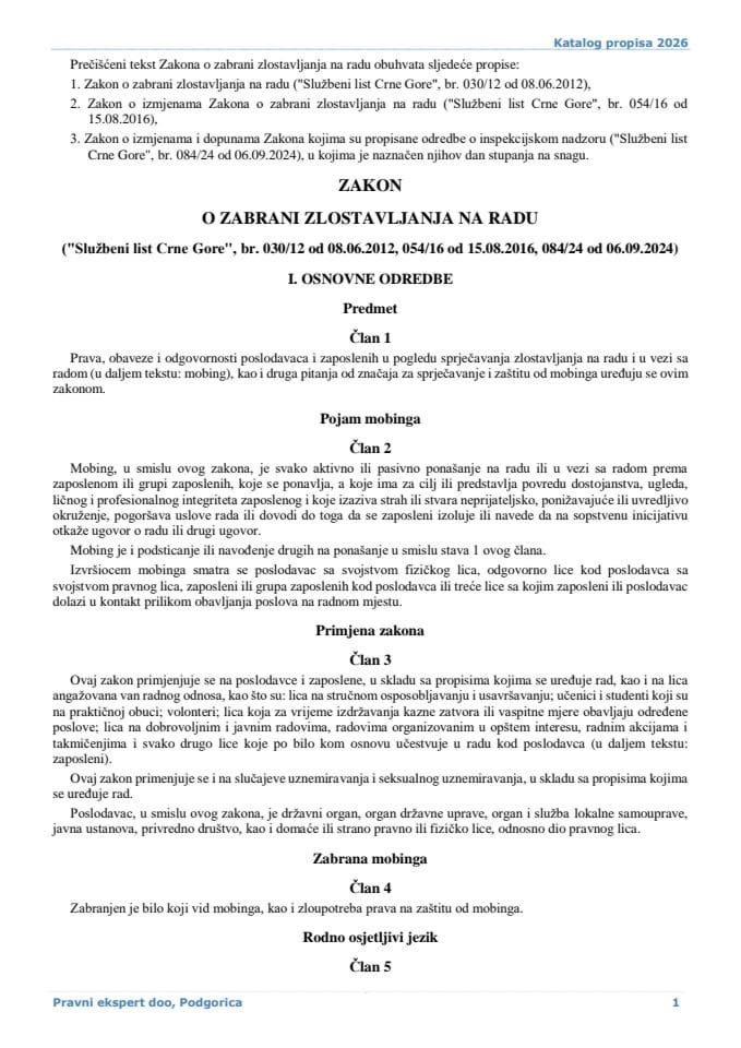 Zakon o zabrani zlostavljanja na radu