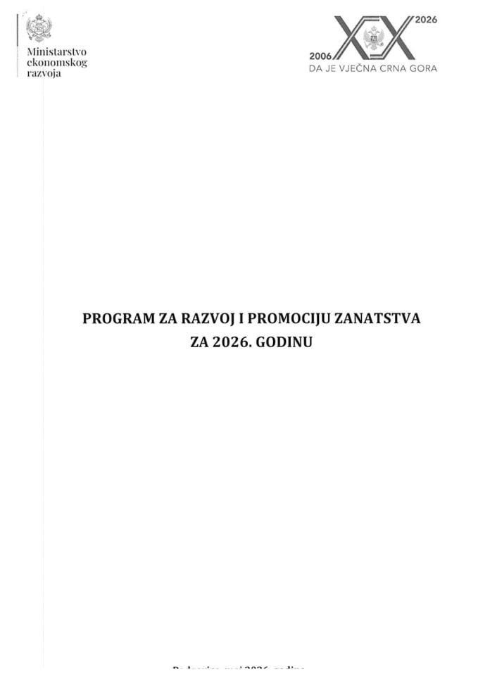 Predlog programa za razvoj i promociju zanatstva za 2026. godinu