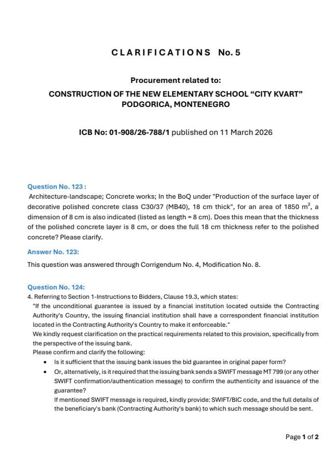 Clarifications No 5