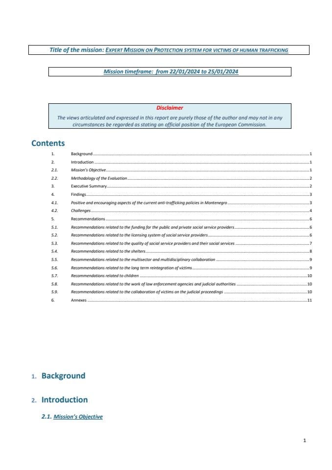 Zahtjev za slobodan pristup informacijama Institut alternativa dokument 6 PP 24 TAIEX report mission on protection of THB victims