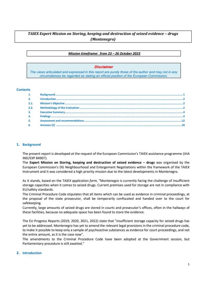 Zahtjev za slobodan pristup informacijama Institut alternativa dokument 8 PP24 Taiex report drug storage eng