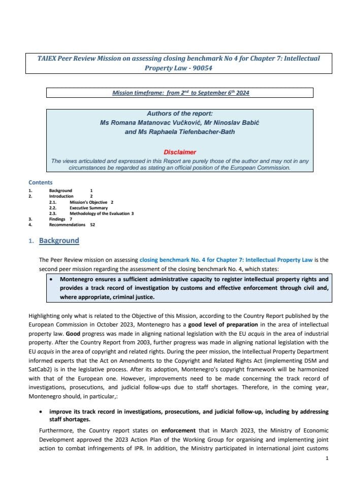 Zahtjev za slobodan pristup informacijama Institut alternativa dokument 1 CH 7 Peer review report_2024