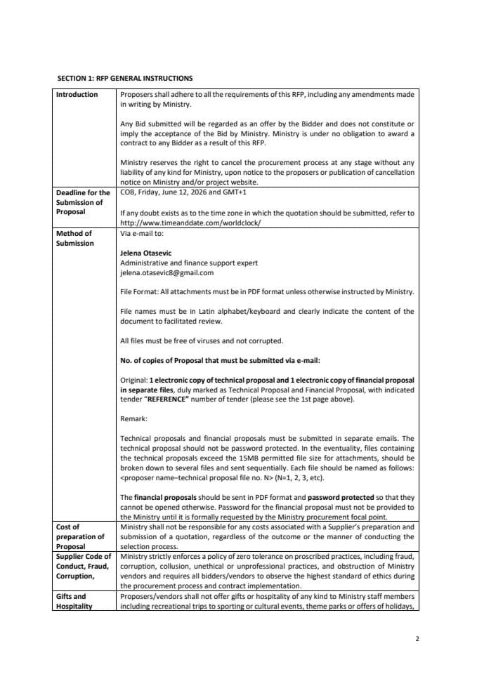 SECTION 1 RFP GENERAL INSTRUCTIONS MaB Reserve Tara River Basin RFP 03-26 GEF 7